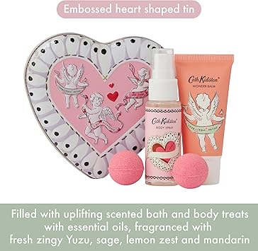 Cath Kidston Body Spray and Wonder Balm 2x 30ml and Bath Fizzers x2 10g in Heart Shaped Tin Scented with Essential Oils Travel Size Cruelty Free and Vegan Friendly Beauty Gift for Her - Image 3