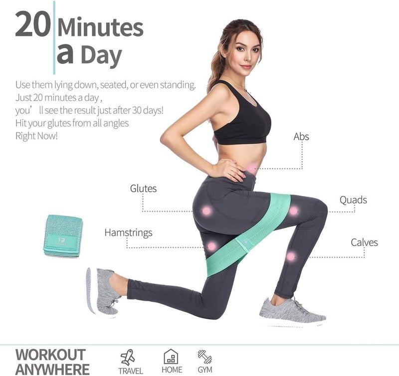 Fashnex Hip Resistance Band for Workout for Women & Men. Exercise Band with Workout Guide, Mini Fabric Loop Resistant Band for Toning, Booty, HIPS, Glutes, Thighs, Legs, Abs at Home or Outdoors. - Image 4