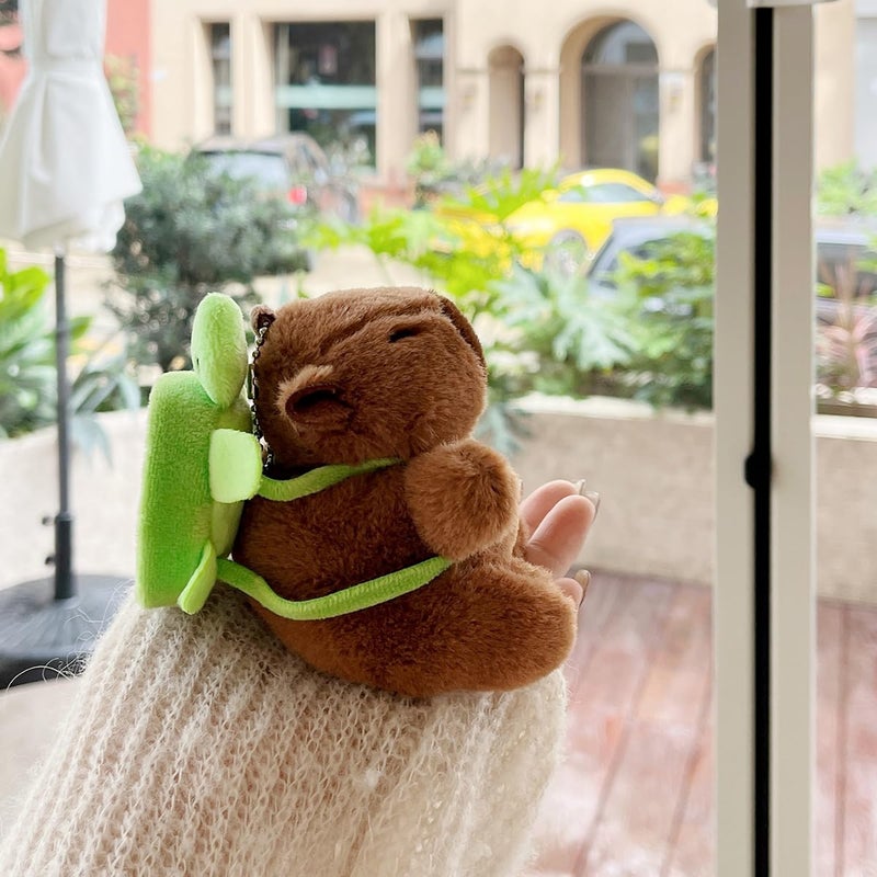 QoKcoahn Cute Cartoon Plush Case for AirPods 2nd 1st Generation Case,3D Kawaii Fluffy Turtle Capybara Soft Silicone Cover with Keychain Cool Funny Boys Girls Women for AirPods 1&2 - Image 5