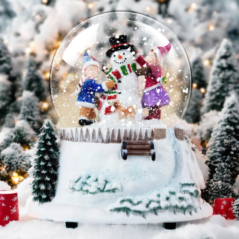 Mr.Winder Snowman & Friends Christmas Snow Globe,with LED Lights & Falling Snow,Musical Holiday Snow Globes,Plays Santa Claus is Coming to Town, Winter Home DÃ©cor, Winter Wonder Tuneâ€ - Image 3