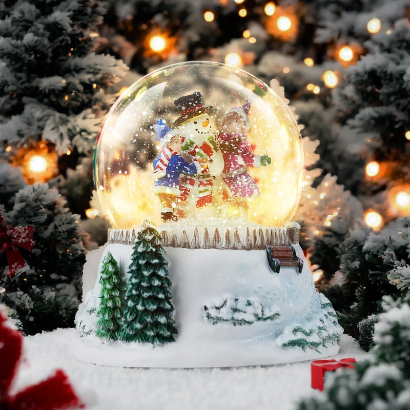 Mr.Winder Snowman & Friends Christmas Snow Globe,with LED Lights & Falling Snow,Musical Holiday Snow Globes,Plays Santa Claus is Coming to Town, Winter Home DÃ©cor, Winter Wonder Tuneâ€ - Image 1
