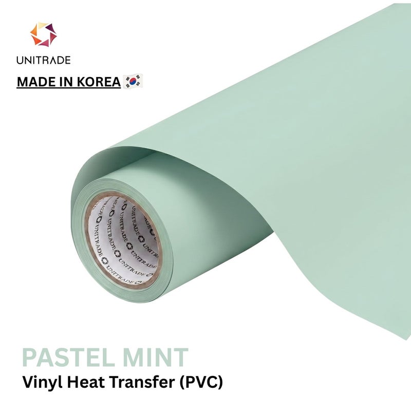 UNITRADE® Easy Cut (PVC) Pastel Mint Heat Transfer Vinyl Roll / Compatible with Cricut, Silhouette, Professional Cutters / CPSIA Certified / Made in Korea - Image 1