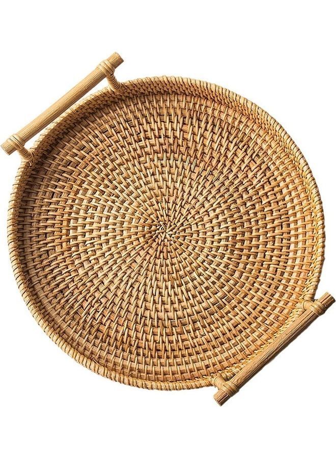 نيبمينينت صينية تقديم مستديرة بشكل محبوك مع مقابض بني 27.5 x 7.3سم  - Image 1