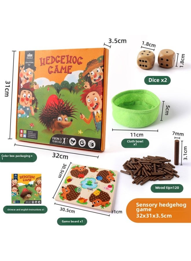 Wooden Hedgehog Stick Game Early Childhood Education Educational Fun Counting Color Cognitive Matching Board Toy-Color:xm-Hedgehog Game 0.8 - Image 1