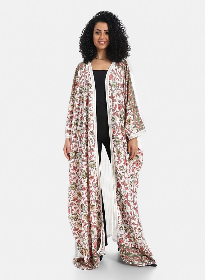 Red Circle Plain back patterned women's cardigan - Image 1