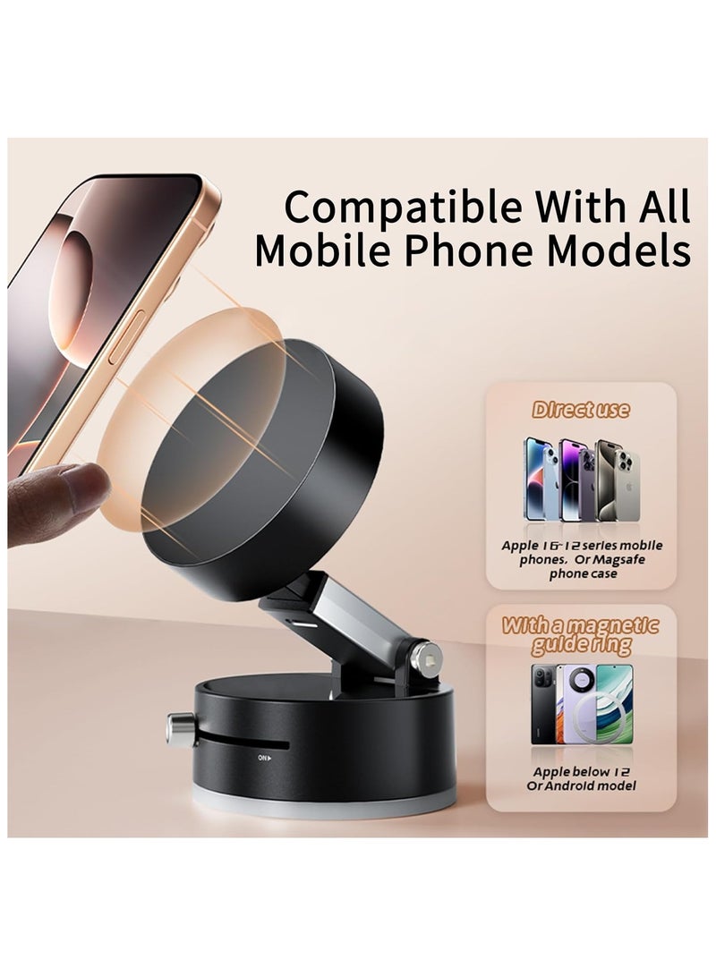 Vacuum Magnetic Phone Holder Updated Suction Cup Phone Mount Foldable Multi-Scenario Application 360° Adjustable Magnetic Phone Holder for Gym/Kitchen/Bathroom/Car/Desktop(Black) - Image 4