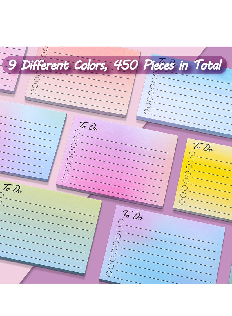 Zikra 9 Pcs to Do List Sticky Notes, Assorted Colors Lined Sticky Notes Self Stick Note Pads Adhesive Memo to Do List for Planner Reminder Studying, Home Office School Supplies, 3 x 4 Inch(Gradient Colors) - Image 2