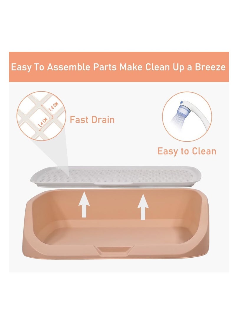 أن ان سي بيتس تدريب الكلاب على استخدام المرحاض بتصميم حافة مرتفعة، وعمود تبول، وشبكة قابلة للفصل، وصينية بلاستيكية متينة للكلاب الصغيرة والمتوسطة، مثالية للاستخدام الداخلي والخارجي، وتصميم مقاوم للتسرب 53 سم (وردي) - Image 5