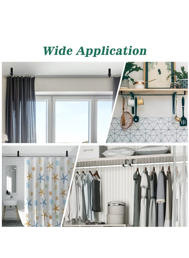 Ceiling Curtain Rod Bracket, Heavy Duty Curtain Rod Holders, Black 4 Pack Ceiling Curtain Rods Hooks Hangers Fit for 3/4 to 9/10 Inch Drapery Poles - Image 4