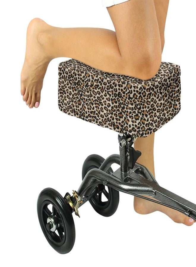 Hechitok Leopard Print Knee Scooter Pad Cover - Accessories Cushion Cover for Comfort (Memory Foam) - for Broken Leg Crutch Cart Roller, Injuries, Surgery, Replacement, Universal - Image 2