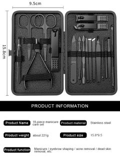 Super ZYouth 18 Piece Professional Pedicure and Nail Clipper Manicure Tool Set for Face Hand and Foot Care Black  - Image 3