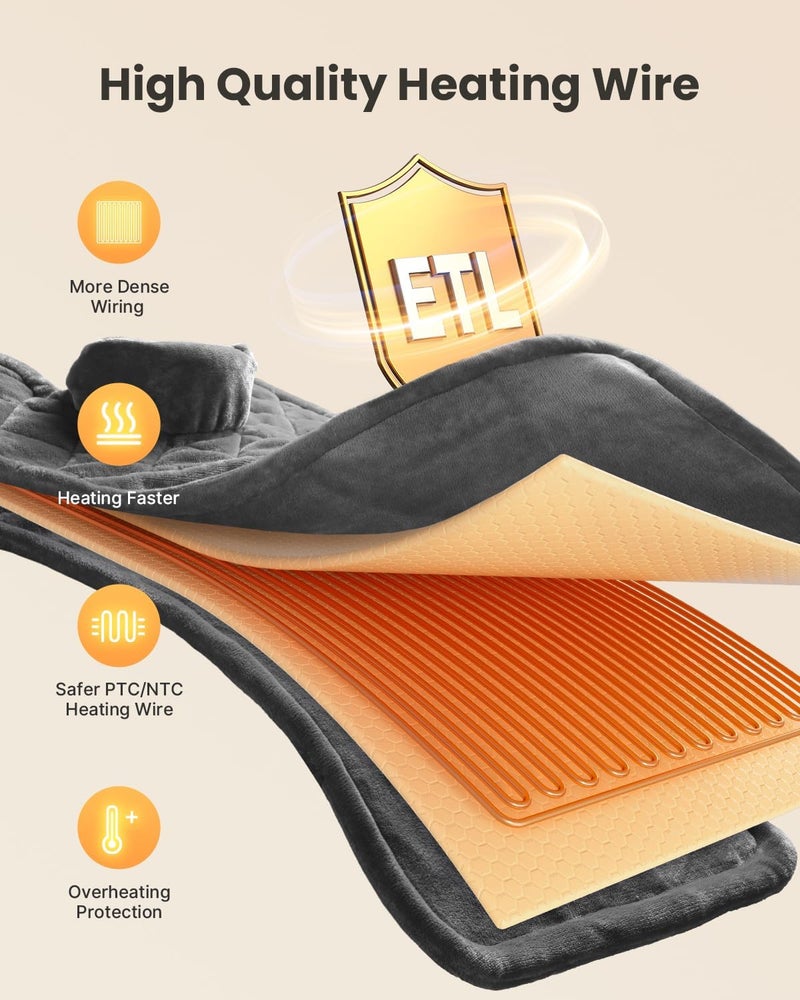 iDOO Electric Weighted Heating Pad for Back, Neck & Shoulders | 6 Heat Levels, 3 Timers, FSA Eligible Items, Birthday Gift for Men & Women, 24 x 33-inches - Image 1