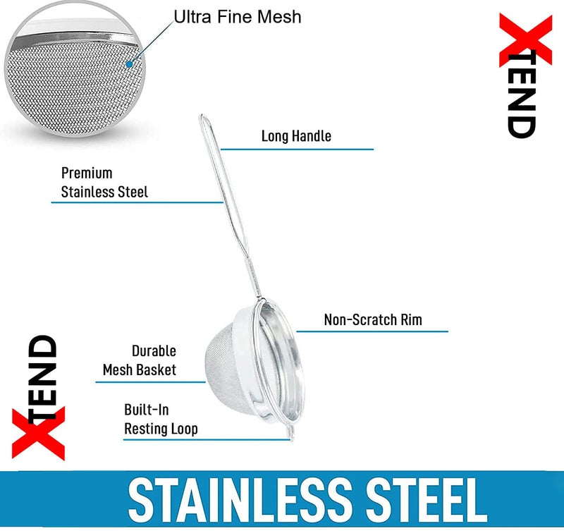Xtend Super Tea & Coffee Single mesh Strainer for Kitchen Strong Jail/Filter, (no 3) Tea Strainer. (Pack of 2) - Image 4