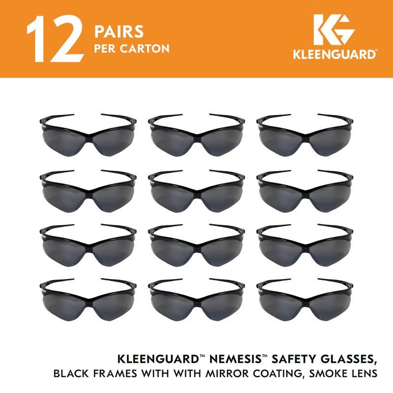 KleenGuard™ V30 Nemesis™ Safety Glasses (25688), with Mirror Coating, Smoke Lenses, Black Frame, Unisex Sunglasses for Men and Women (Qty 12) - Image 2