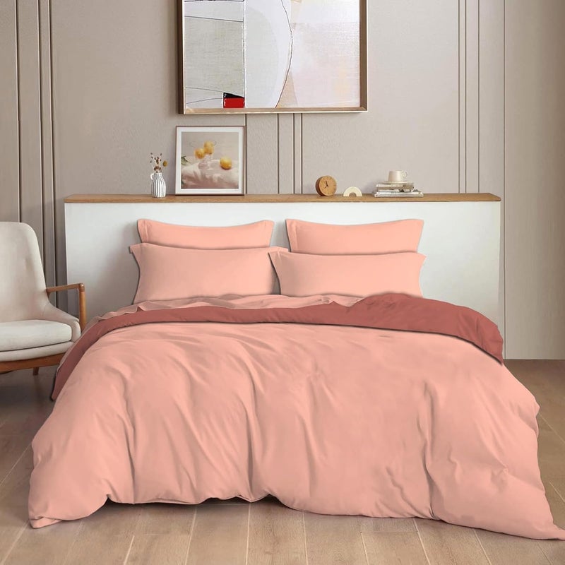 TIB Glace Cotton 140 GSM Plain King Size Bedsheet with 2 Pillow Covers Bedsheet for Double Bed 90X100 Inches for Home Hotel Guest Room Peach - Image 1