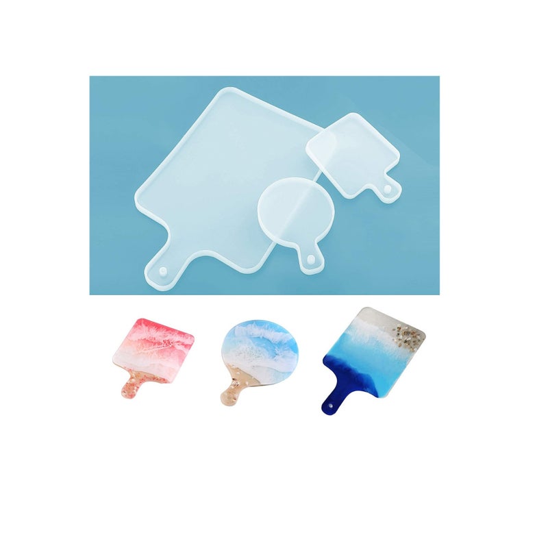 SOLARAE DIY Silicone Resin Molds, 3 Pcs Resin Casting Molds, Square Serving Tray Molds for Epoxy Resin Coaster, Great for Home Decoration, Ocean Wave Resin Painting Art - Image 1