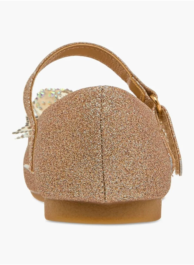 JUNIORS Girls Bow Embellished Mary Jane Shoes with Hook and Loop Closure Ramadan Collection