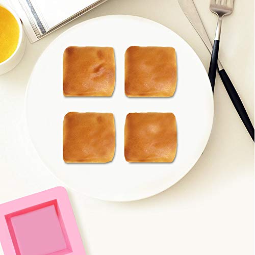 AIFUDA 3 Pcs Non-Stick Square Baking Silicone Molds, Quick Release Bread Pan Bakeware Tray for Cheese Cake Tier Cake Handmade Toast Mold Bread Mould Soap Mold - Rose Red, Pink - Image 5