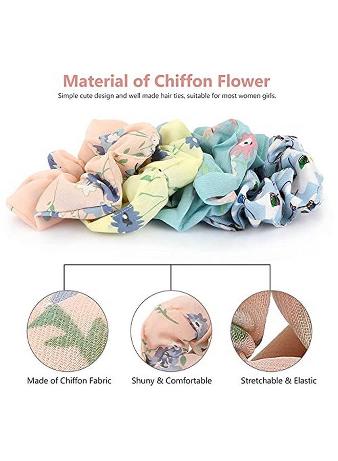 Shidara Chiffon Hair Bands Ponytail Ties Hair Scrunchies Flower Hair Scrunchies Girl Hair Accessory, Great for Casual and Party Dress | multi | 12 Pieces - Image 4