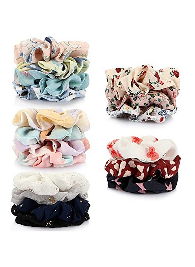 Shidara Chiffon Hair Bands Ponytail Ties Hair Scrunchies Flower Hair Scrunchies Girl Hair Accessory, Great for Casual and Party Dress | multi | 12 Pieces - Image 3