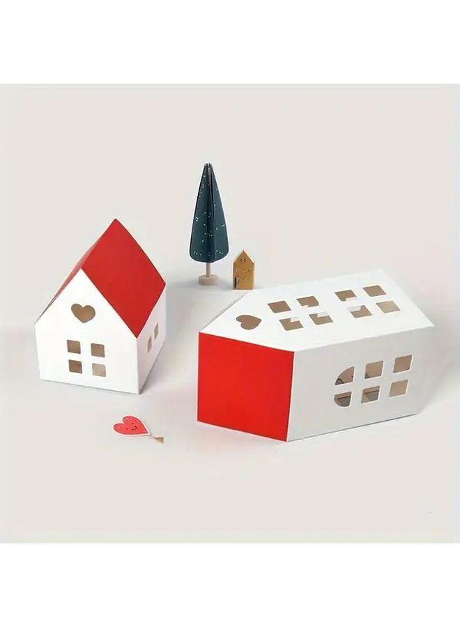 10pcs Large White And Red Roof House Gift Boxes For Weddings Birthdays Party Favors - Image 5
