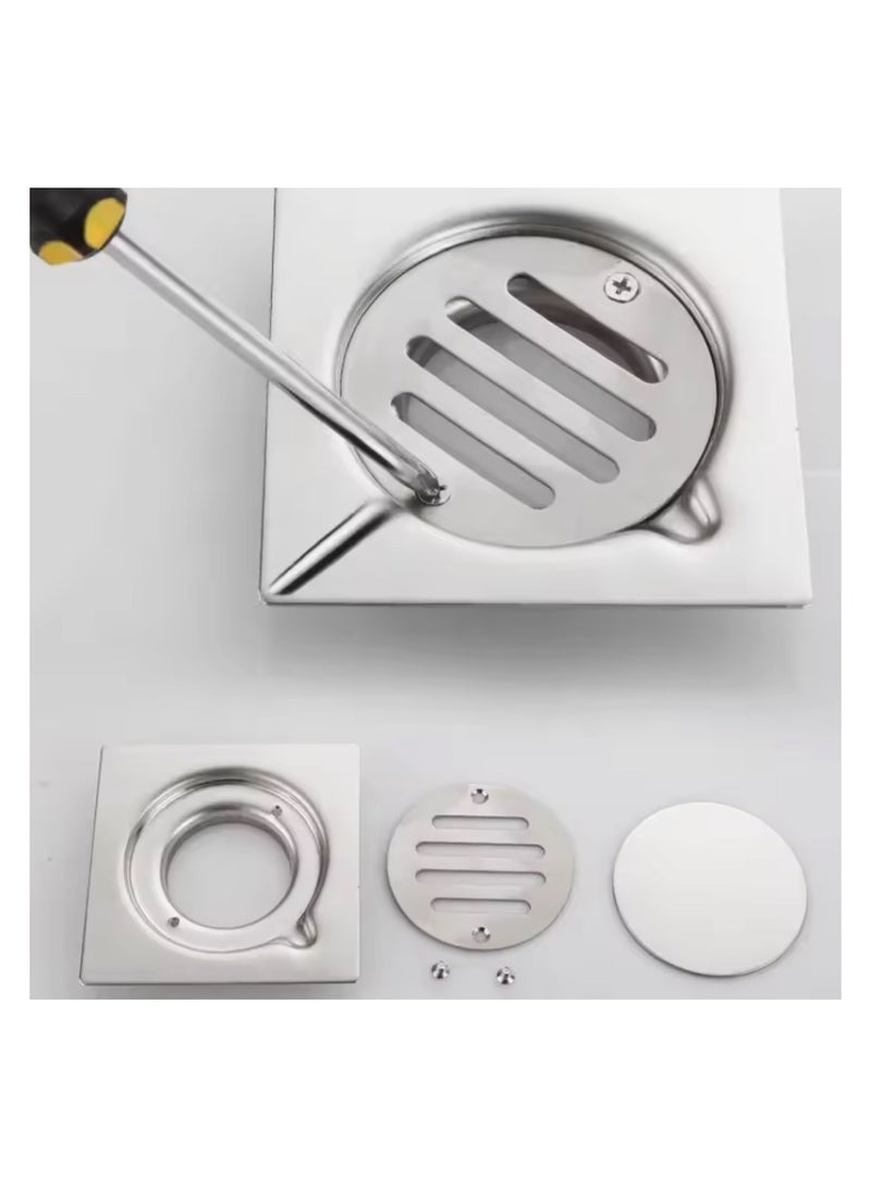Floor Drain Bathroom Shower Floor Drain Stainless Steel Drain with Lid  - Image 5