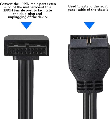 MZHOU SATA USB Extension Cable USB 3.0 Motherboard Front 19 Pin Male to Female Extension Cable High Speed Connection (The Interface Faces Outward) - Image 2