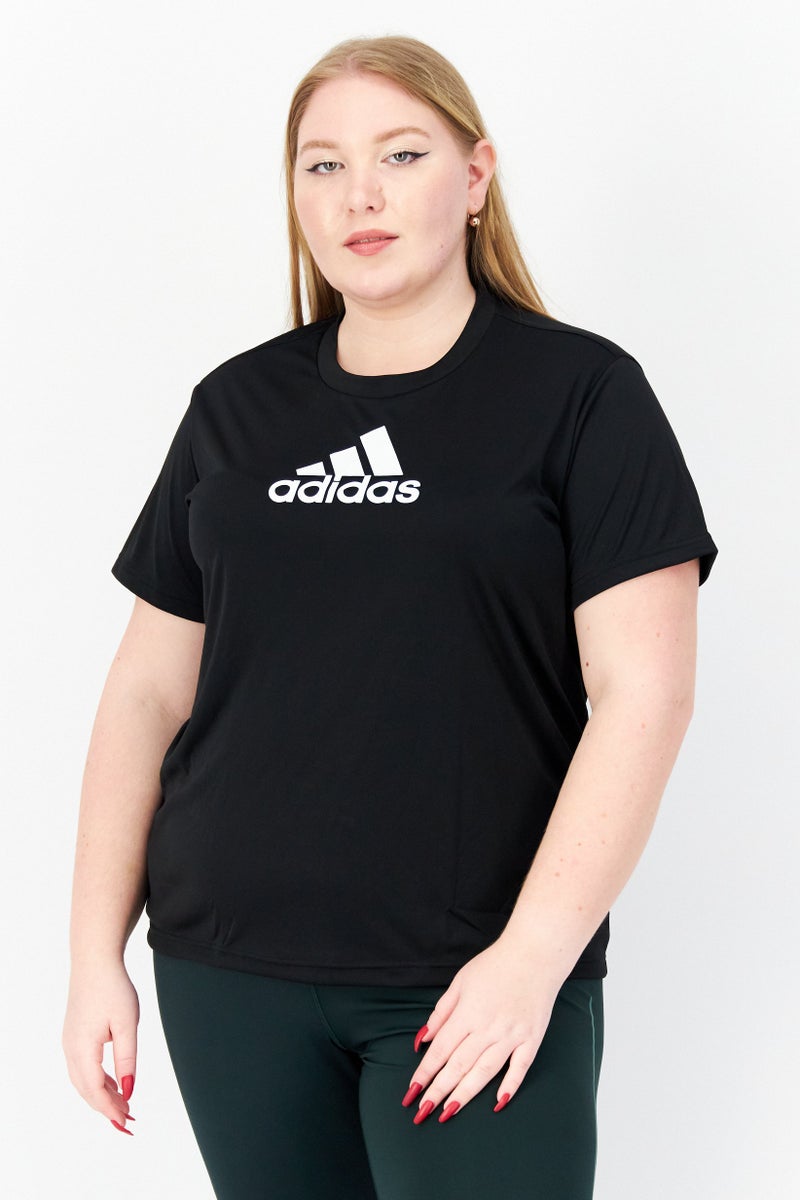 Adidas تي شيرت تدريب قصير الأكمام للنساء، أسود - Image 1