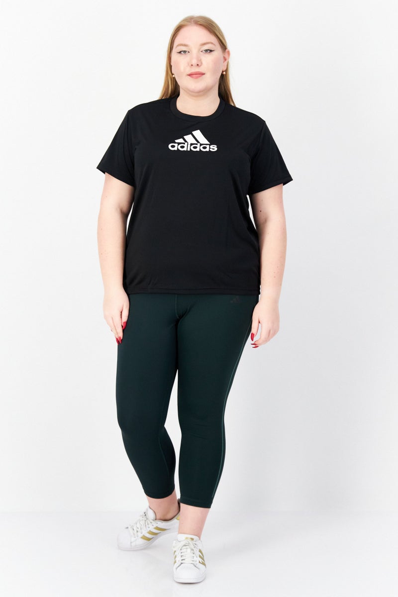 Adidas تي شيرت تدريب قصير الأكمام للنساء، أسود - Image 2