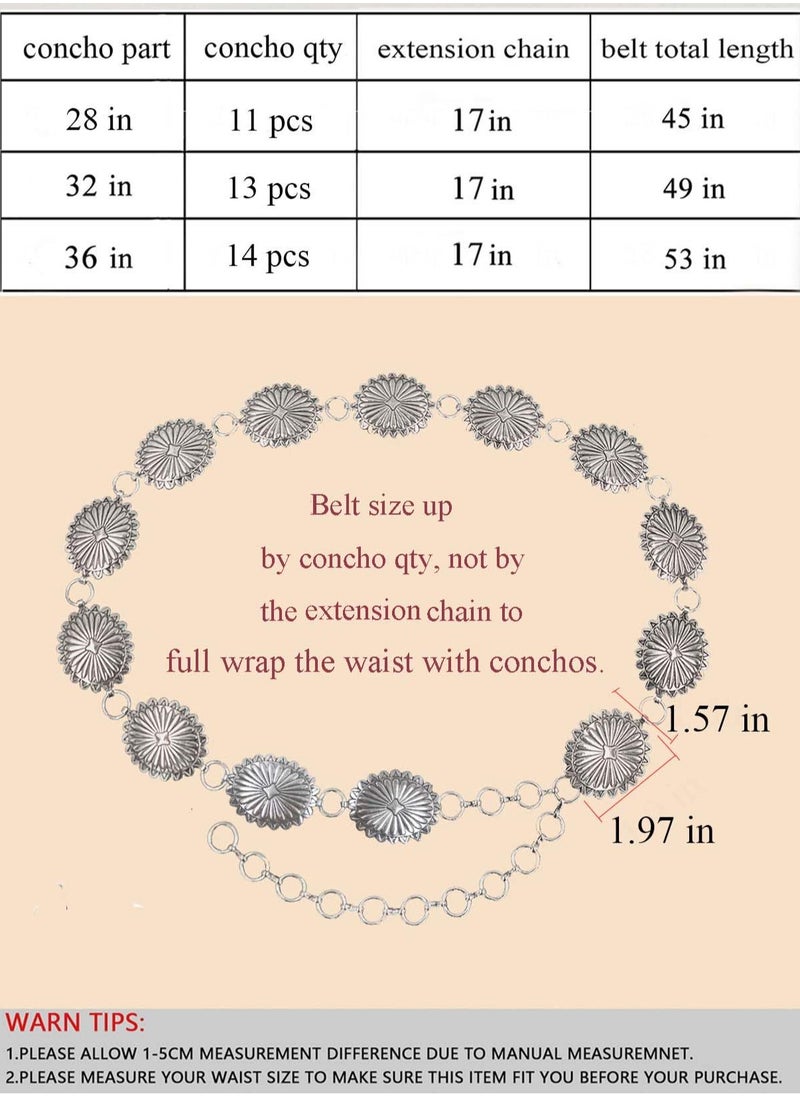 Excefore - Metal Waist Chain Belts, Adjustable Punk Chain, Metal Chain Belt for Women Waist chains for Dresses Jeans Western Cowgirl, Silver - Image 1