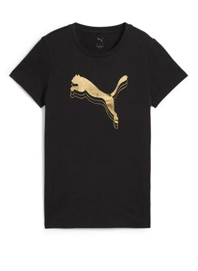 PUMA puma black-metallic gold Essential Logo Metallic T-Shirt for Women | Best Price UAE