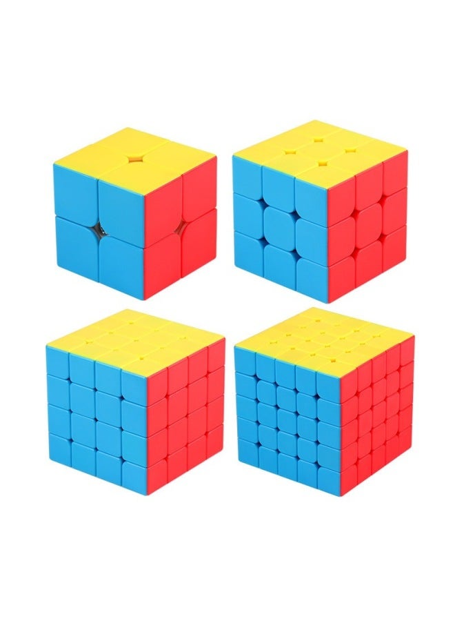 Magic Dragon 2345 Rank Rubik's Cube Special-Shaped Combination Set Entry-Level Carbon Fiber Macaron Color Competition Rubik's Cube-Color:2345 Color Suit  - Image 1