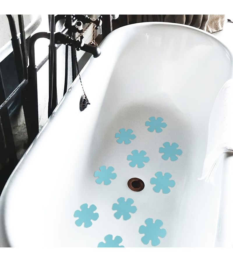 20 Pcs Blue Self Adhesive Non Slip Bathroom Flower Stickers Shower Mat For Bathtub Pet Anti Slip Tape For Tile And Wooden Floor - Image 1
