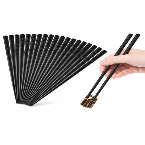 Zeinwap 10 Pairs Reusable Fiberglass Chopsticks, Non-Slip Chopsticks, Beginners Chopsticks, Dishwasher Safe for Chinese Style Japanese Food Cooking Chopsticks,(9.5 inch Black) - Image 1