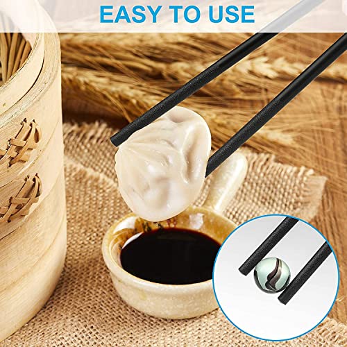 Zeinwap 10 Pairs Reusable Fiberglass Chopsticks, Non-Slip Chopsticks, Beginners Chopsticks, Dishwasher Safe for Chinese Style Japanese Food Cooking Chopsticks,(9.5 inch Black) - Image 5
