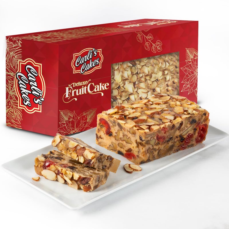 Carli’s Cakes Deluxe Fruit Cake, 1 lb. - Gourmet Holiday Fruitcake with Nuts & Dried Fruits, Ready to Serve Dessert, Ideal Christmas Gift, Celebration Treat, or Party Snack - Image 1