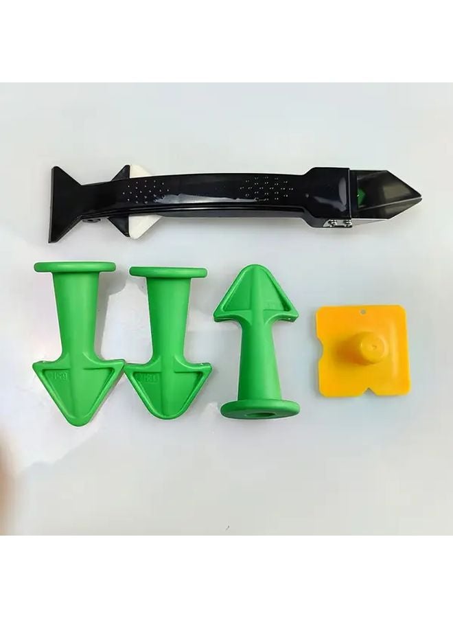 5pcs Green PVC Caulking Gun Set With Multiple Nozzles Spatula Grout Remover - Image 4