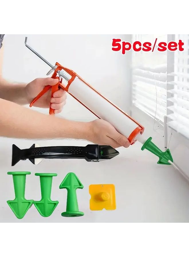 5pcs Green PVC Caulking Gun Set With Multiple Nozzles Spatula Grout Remover - Image 2