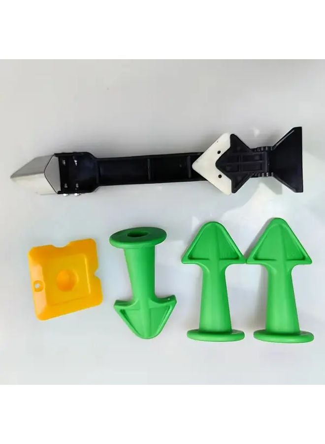 5pcs Green PVC Caulking Gun Set With Multiple Nozzles Spatula Grout Remover - Image 5