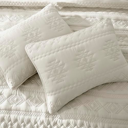 WDCOZY Beige Boho Oversized California Cal King Size Quilt Bedding Set with 2 Pillow Shams, Farmhouse Lightweight Soft Bedspread Coverlet for All Season, 3 Pieces - Image 4