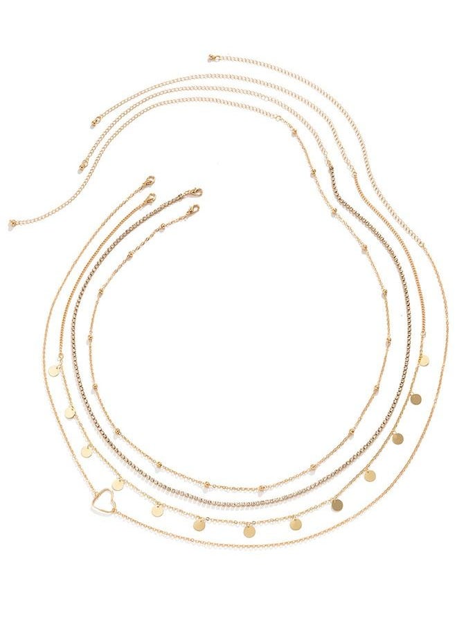 Waist Chain Overlay Metal Chain Body Chain Peach Heart Sequin Claw Chain Water Diamond Multi layer Waist Chain  - Image 2