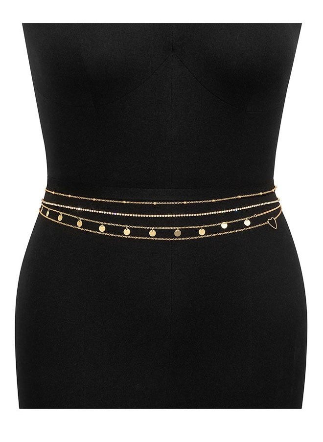 Waist Chain Overlay Metal Chain Body Chain Peach Heart Sequin Claw Chain Water Diamond Multi layer Waist Chain  - Image 5