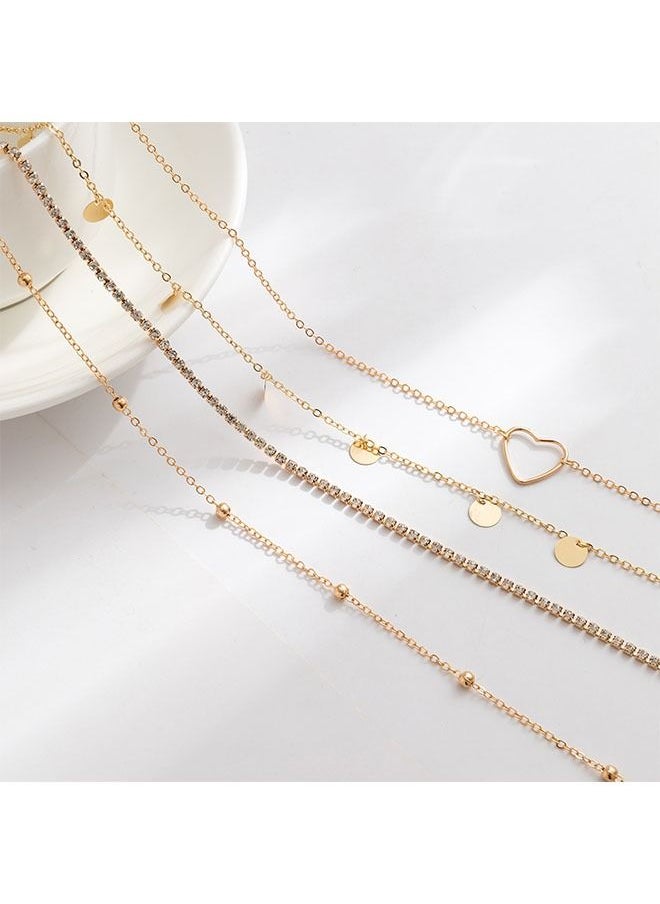Waist Chain Overlay Metal Chain Body Chain Peach Heart Sequin Claw Chain Water Diamond Multi layer Waist Chain  - Image 4