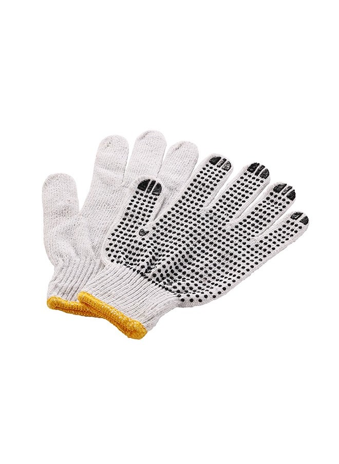 LAWAZIM 10-Pairs Cotton Working Glovers I - White Dotted Black  - Image 2