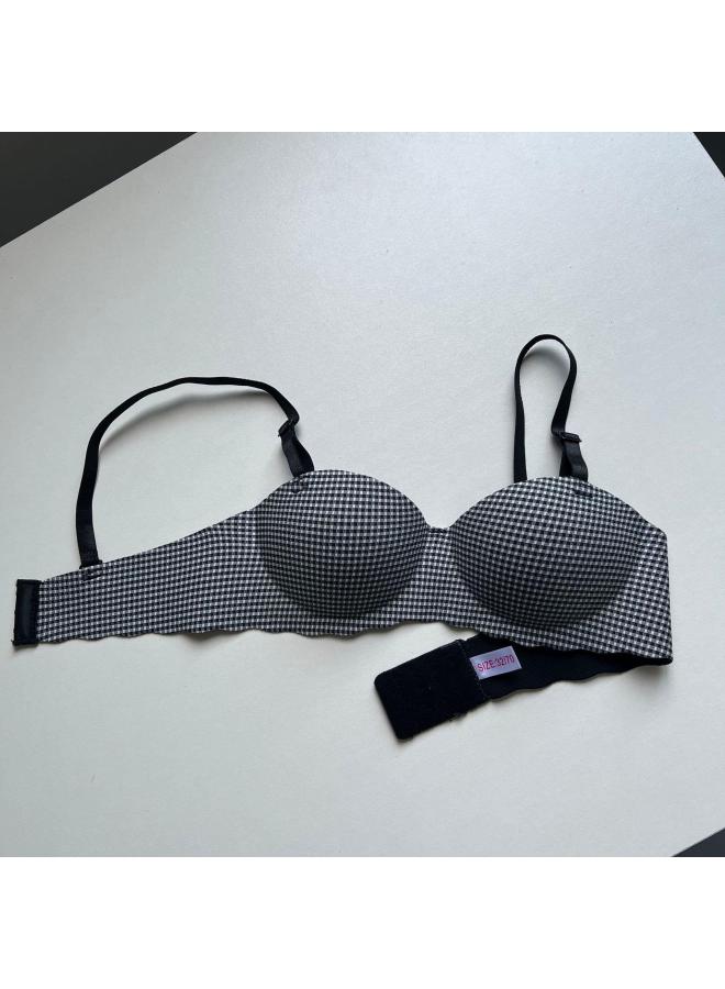 Southeast Asia Fashion Plaid Seamless One-piece Underwear Without Steel Ring Gathering Palm Cup Women's Bra