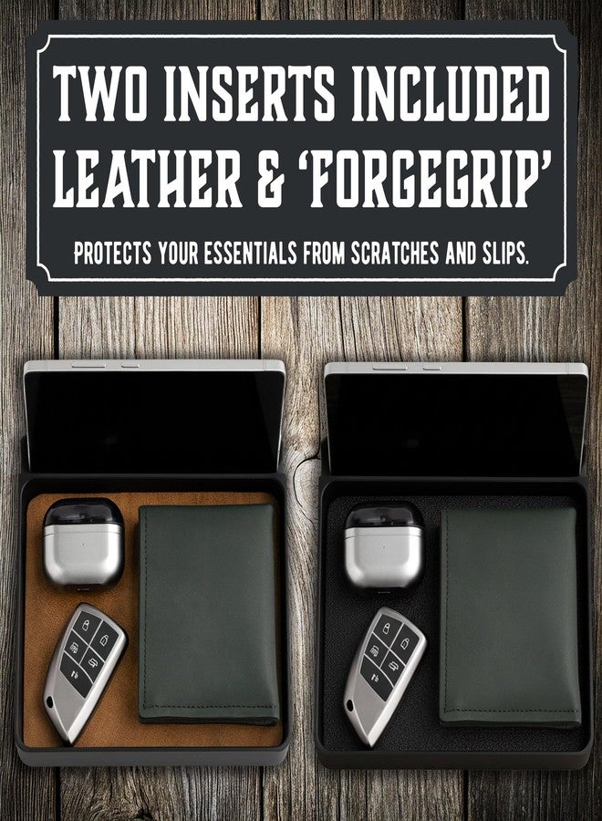 Main Street Forge Made in USA Valet Tray | American Made EDC Tray for Men | Catchall with Leather Insert | EDC Key, Wallet & Phone Organizer for Nightstand, Desk, or Dresser | Wallet & Key Holder - Image 4