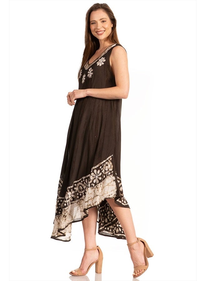 Sakkas 15009 - Alexis Embroidered Long Sleeveless Floral Caftan Dress/Cover Up - Black - OS - Image 4