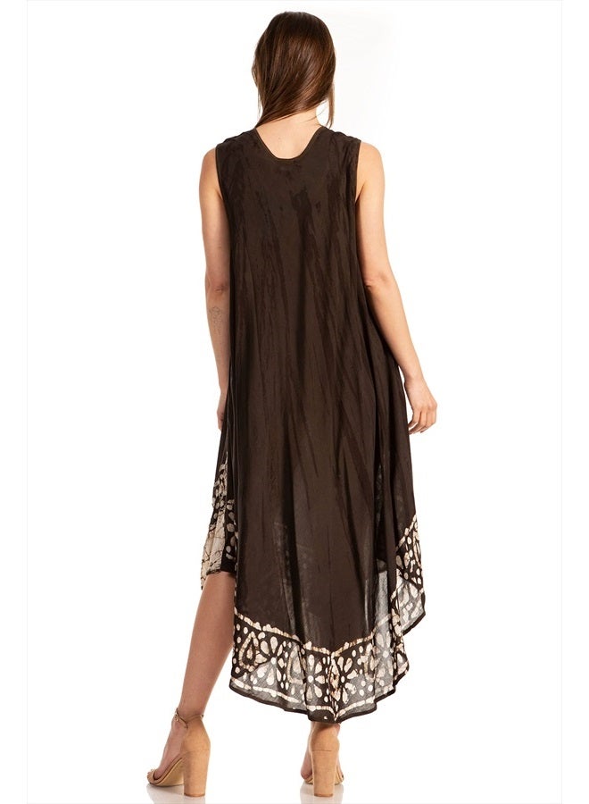 Sakkas 15009 - Alexis Embroidered Long Sleeveless Floral Caftan Dress/Cover Up - Black - OS - Image 2