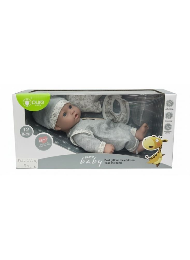 Premium Pure Baby Doll 12 Inch with Cap, Blanket and Feeding Accessories – Realistic Infant Doll Gift Set for Kids - Image 2