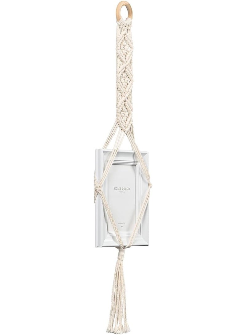 Antikiano Set of 3 Picture Frames with Handmade Macrame Hanger Suitable for Pictures 10 x 15 cm, Collage, Photo Wall, Picture Wall, Boho Decoration - Image 3